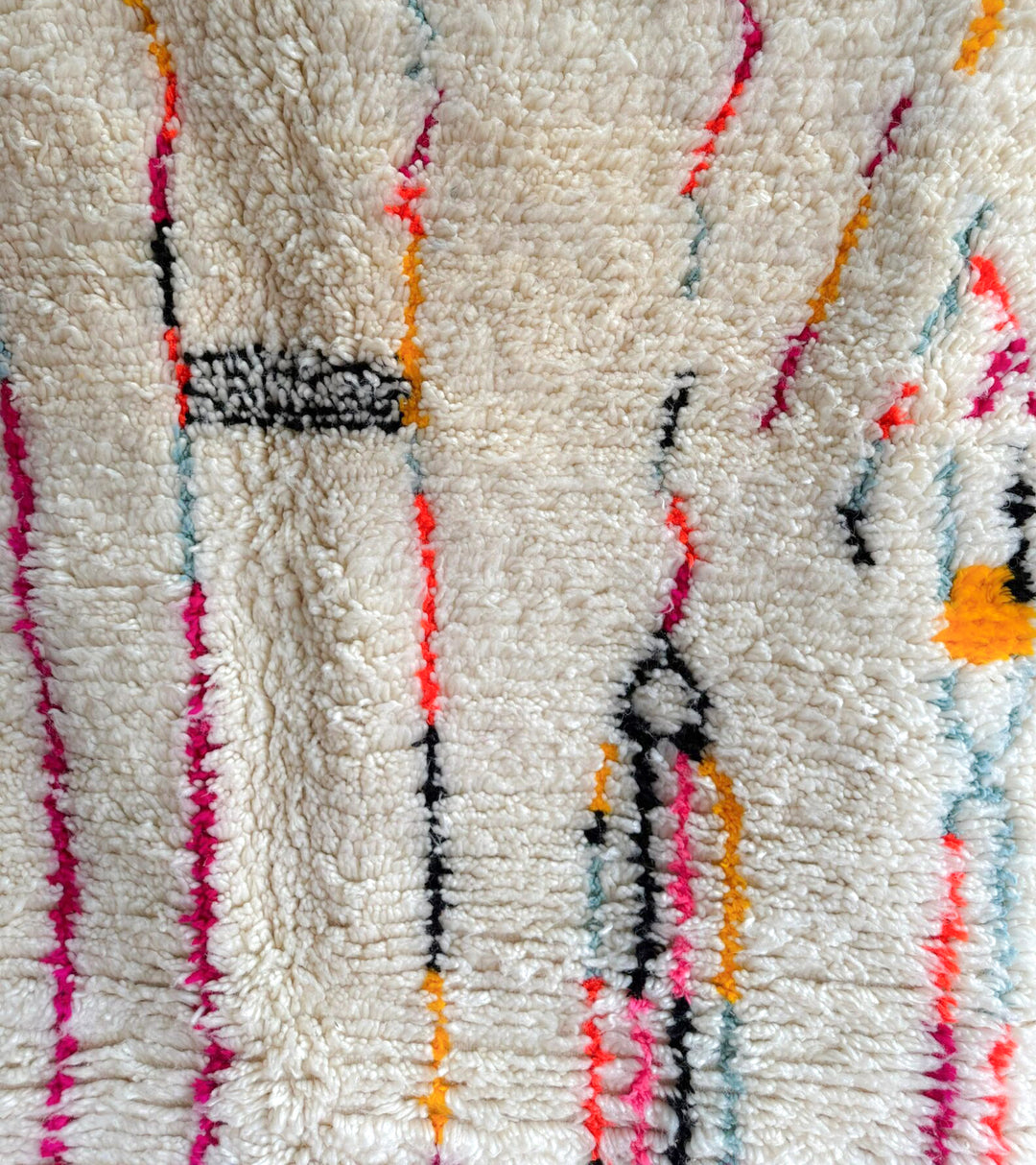 Authentic Custom Beni Ourain Rug | Abstract Multicolored Linear Art