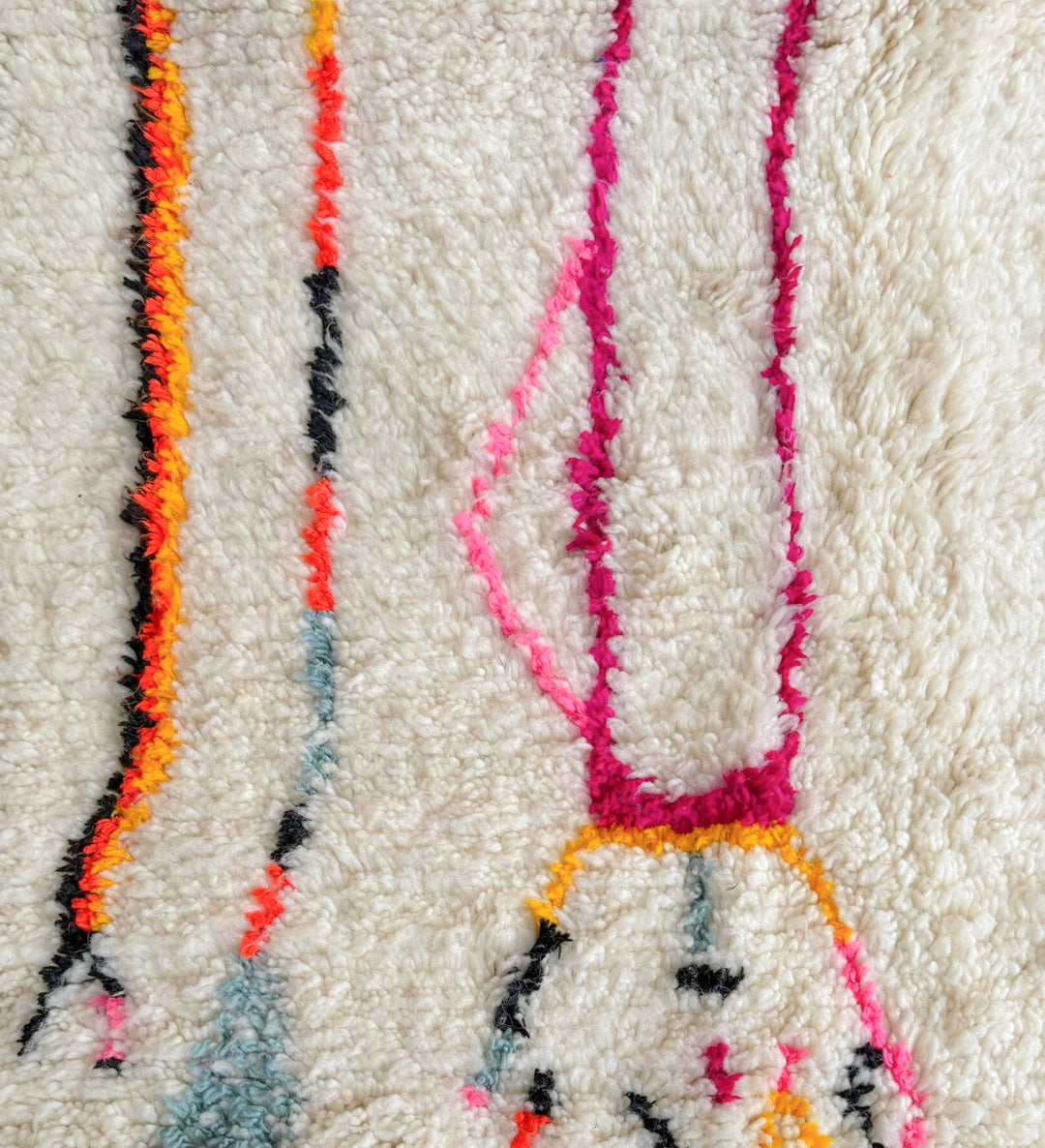 Authentic Custom Beni Ourain Rug | Abstract Multicolored Linear Art