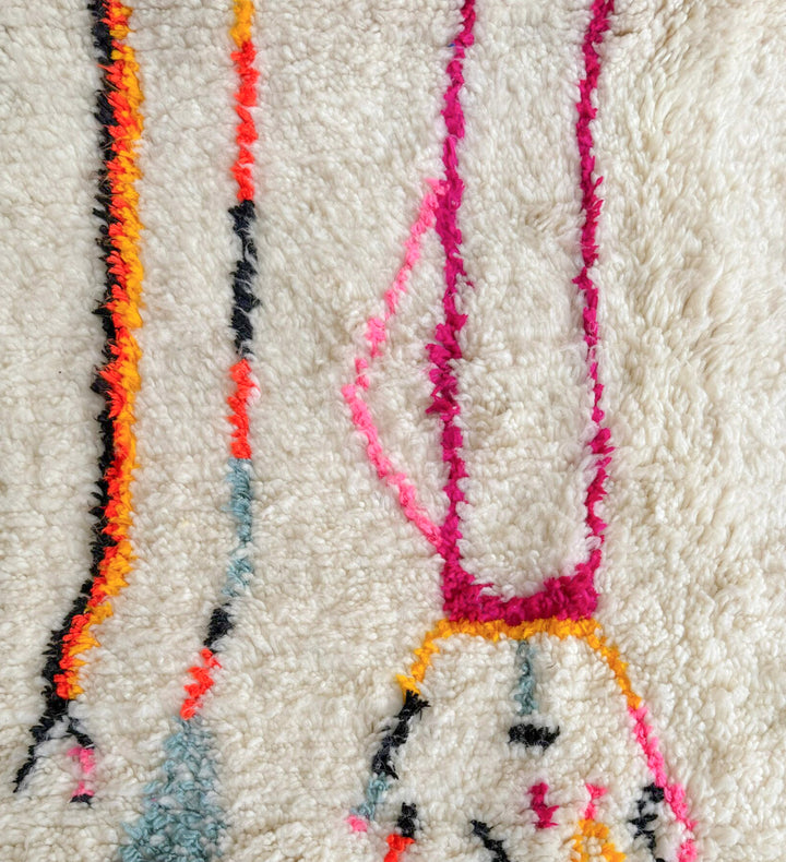 Authentic Custom Beni Ourain Rug | Abstract Multicolored Linear Art