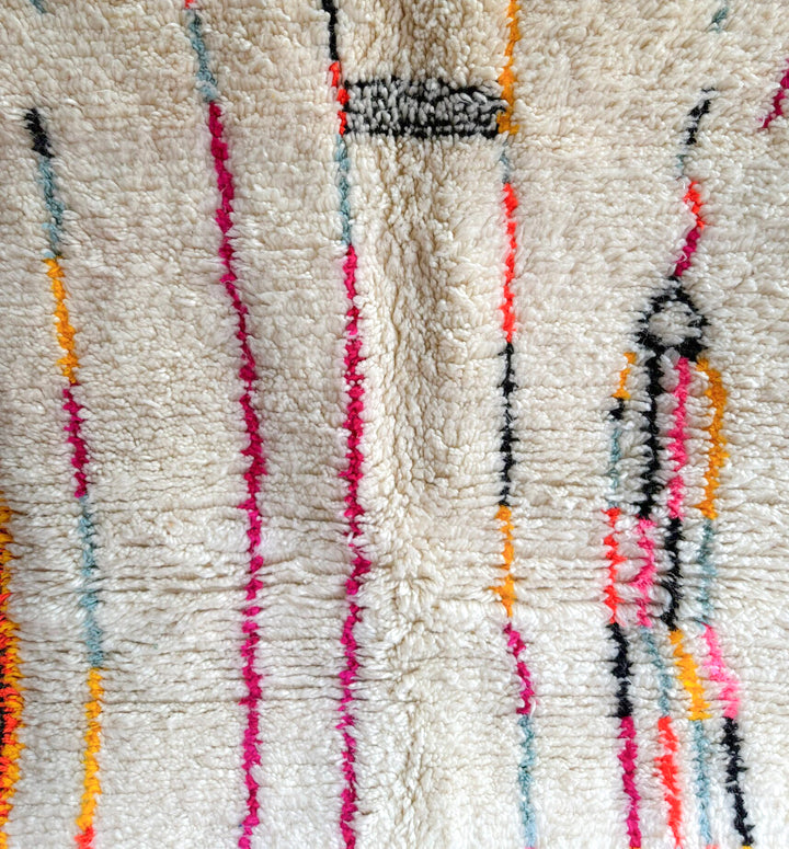 Authentic Custom Beni Ourain Rug | Abstract Multicolored Linear Art