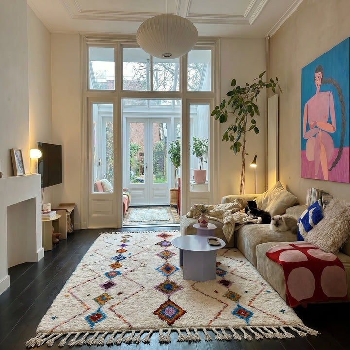 Custom Authentic Azilal Rug – Expressive Color Block &amp; Tribal Neon