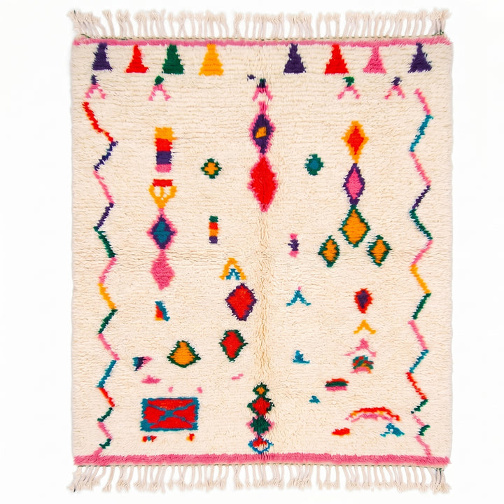 Tapis Azilal Authentique et Personnalisé : Mosaïque Tribale Néon Maximaliste