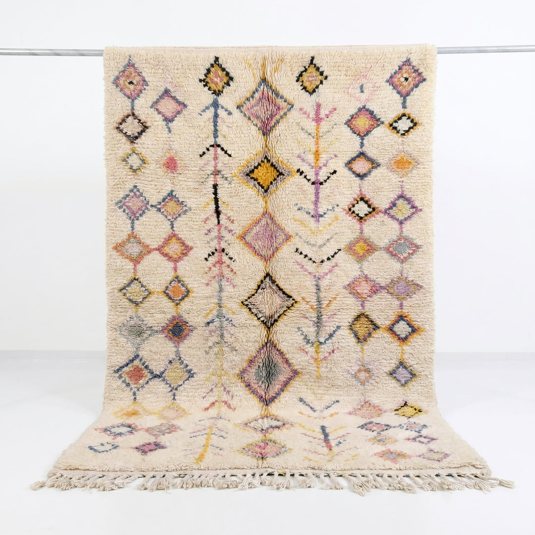 Authentic Custom Azilal Rug | Pastel Geometric &amp; Tree of Life