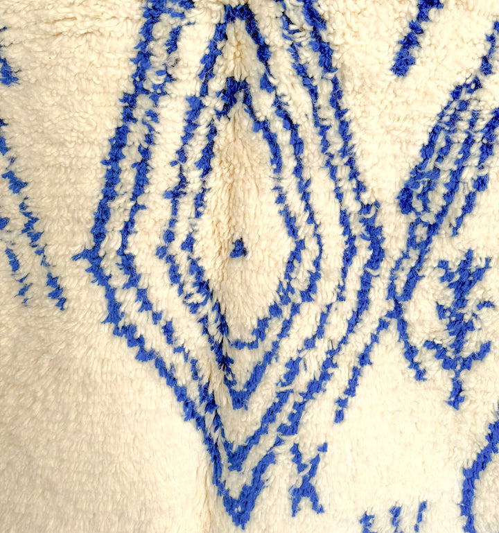 Authentic Custom Beni Ourain Rug | Royal Blue Tribal Geometric