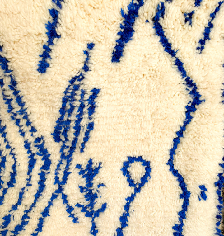 Authentic Custom Beni Ourain Rug | Royal Blue Tribal Geometric