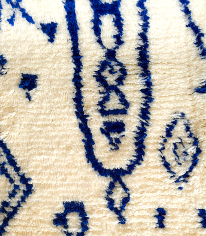 Authentic Custom Beni Ourain Rug | Royal Blue Tribal Geometric