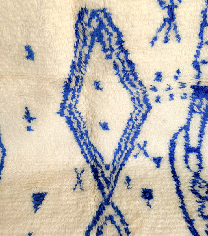 Authentic Custom Beni Ourain Rug | Royal Blue Tribal Geometric