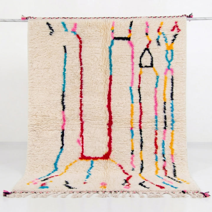 Authentic Custom Azilal Rug | Vibrant Abstract Linear