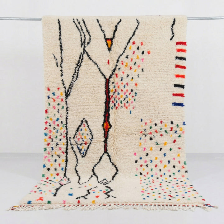 Authentic Custom Azilal Rug | Vibrant Confetti &amp; Abstract Line Art