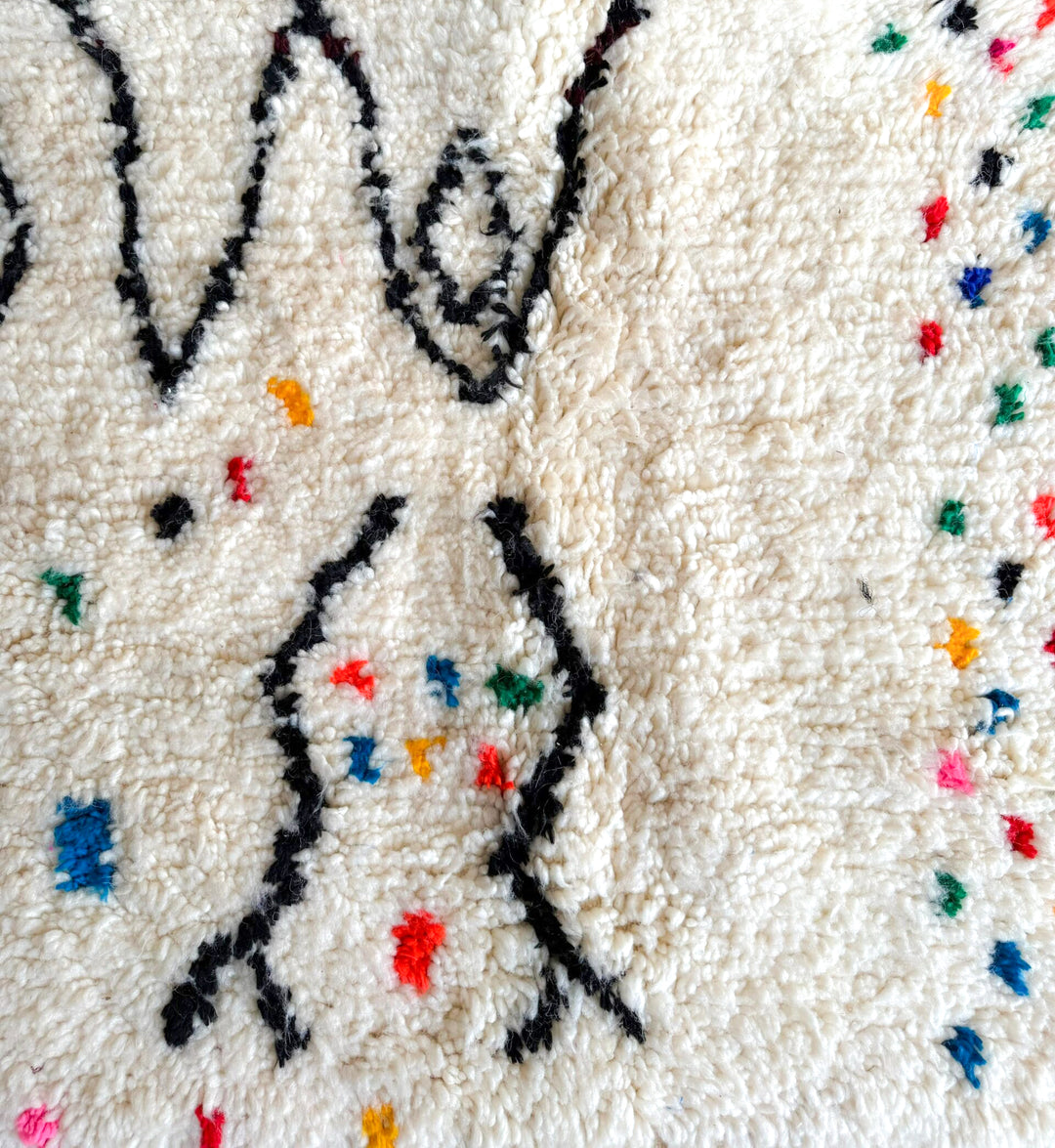 Authentic Custom Azilal Rug | Vibrant Confetti &amp; Abstract Line Art