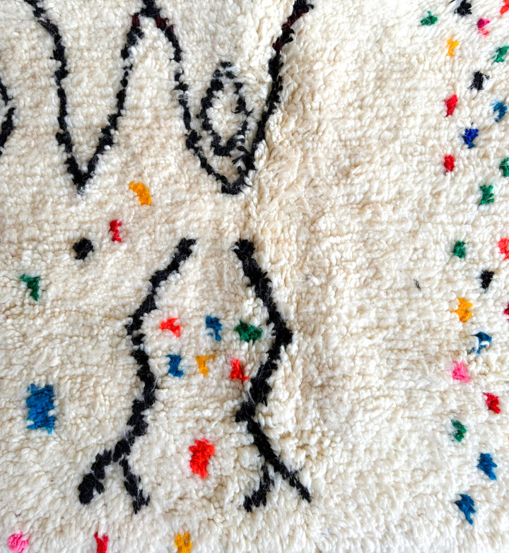 Authentic Custom Azilal Rug | Vibrant Confetti &amp; Abstract Line Art
