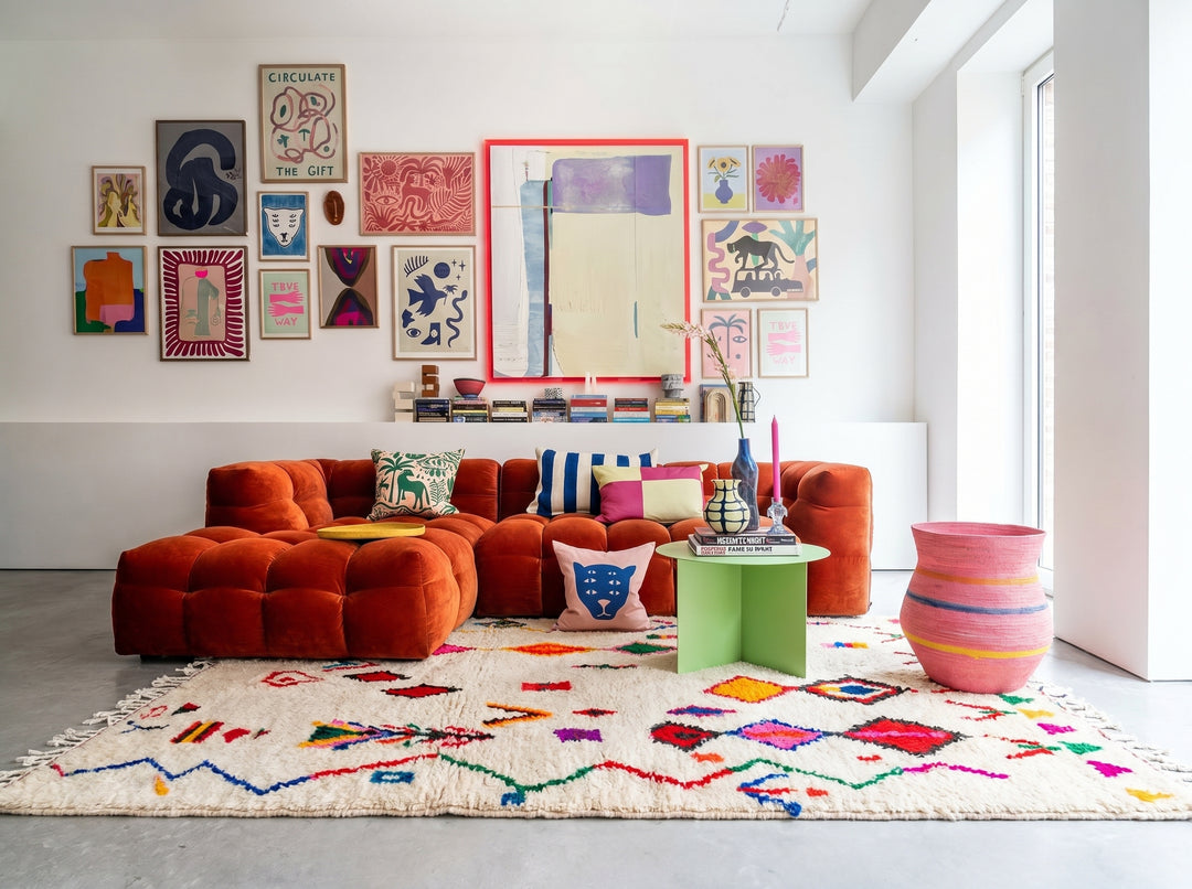 Custom Authentic Azilal Rug – Vibrant Eclectic Geometric Canvas