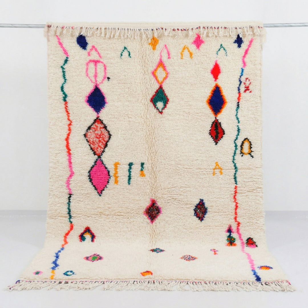Authentic Custom Beni Ourain Rug | Vibrant Floating Diamonds