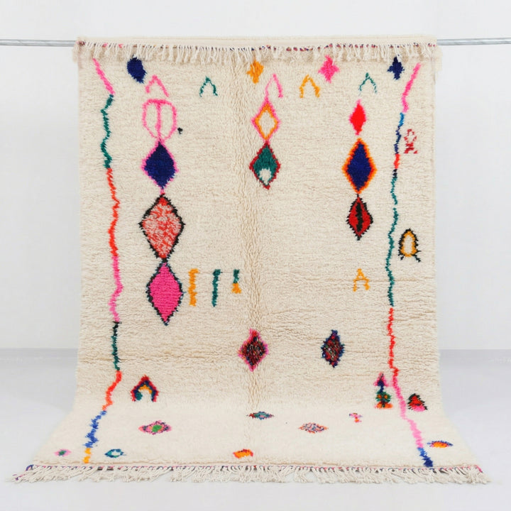 Authentic Custom Beni Ourain Rug | Vibrant Floating Diamonds