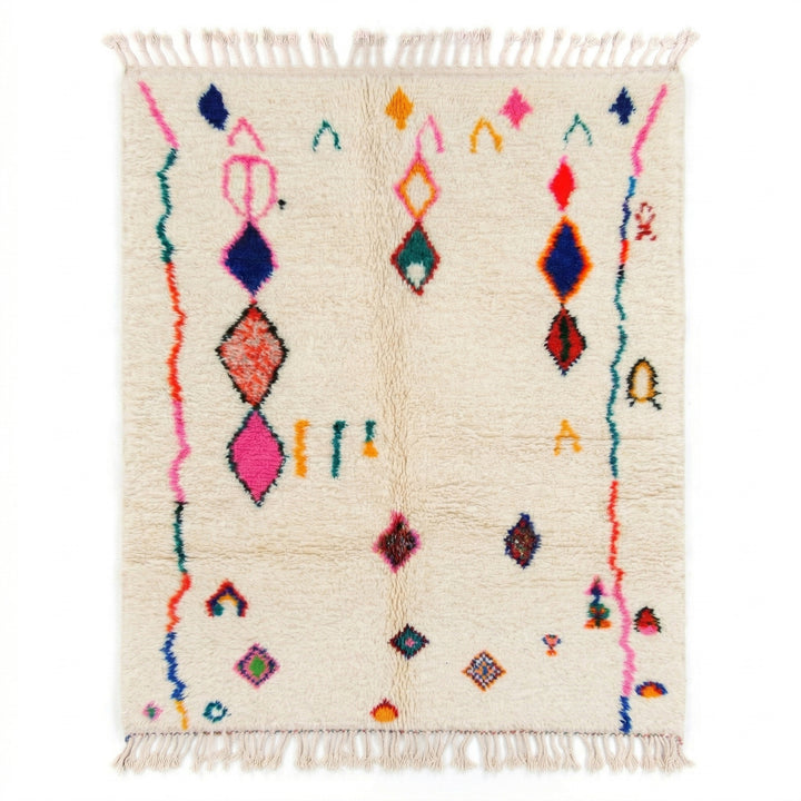 Authentic Custom Beni Ourain Rug | Vibrant Floating Diamonds