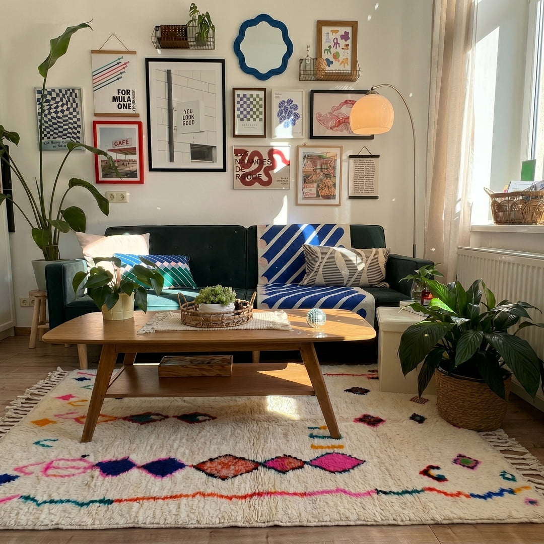 Authentic Custom Beni Ourain Rug | Vibrant Floating Diamonds