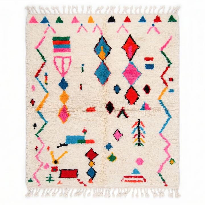 Custom Authentic Azilal Rug – Vibrant Floating Geometric Canvas