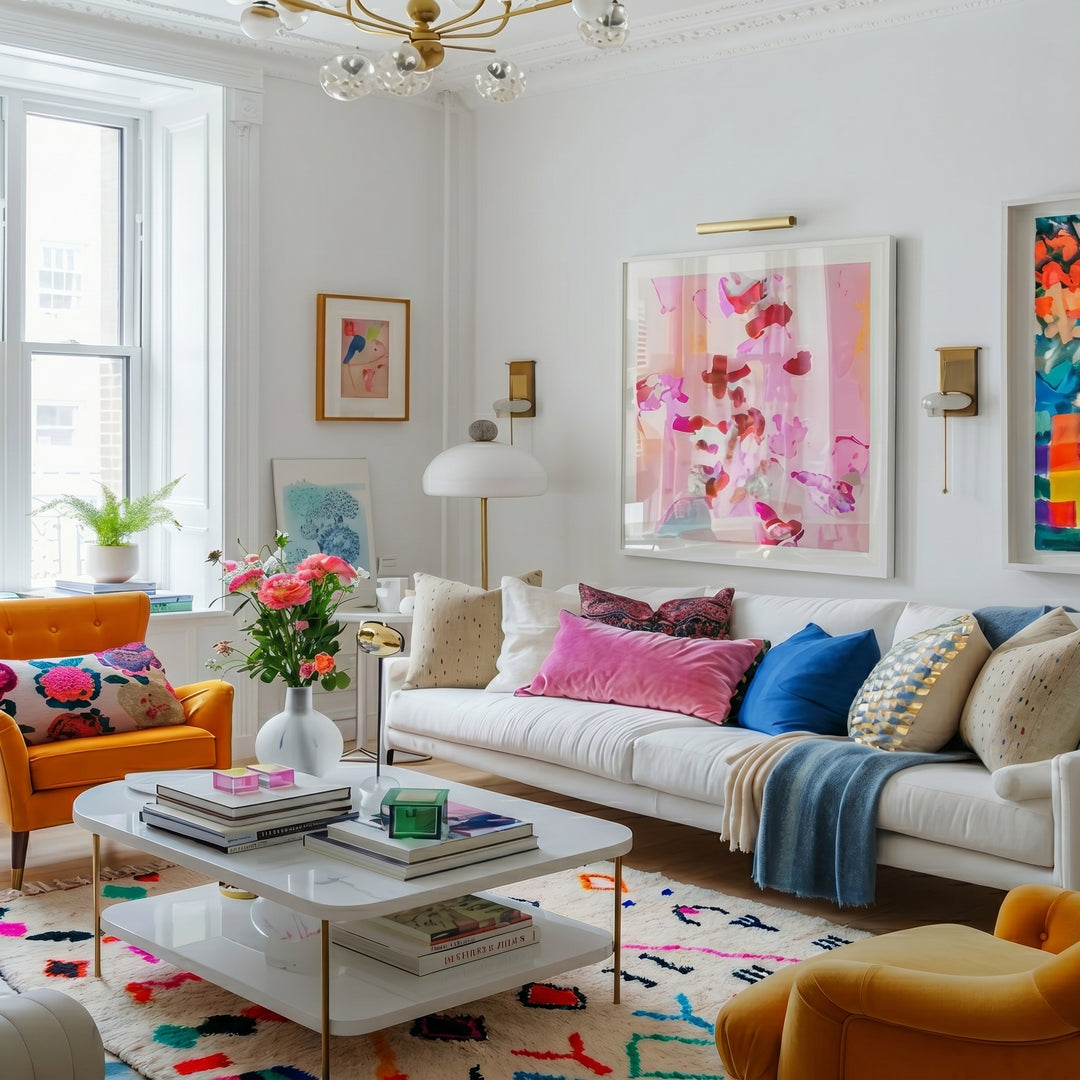 Custom Authentic Azilal Rug – Vibrant Neon Triangle &amp; Geometric Canvas