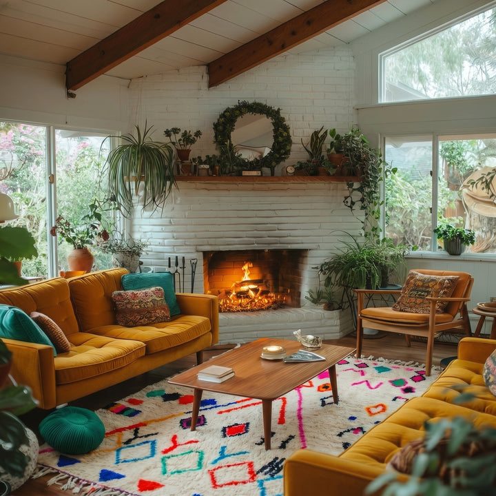 Custom Authentic Azilal Rug – Vibrant Neon Triangle &amp; Geometric Canvas