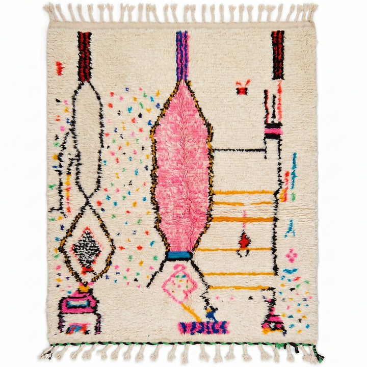 Authentic Custom Azilal Rug | Vibrant Pink Abstract &amp; Tribal