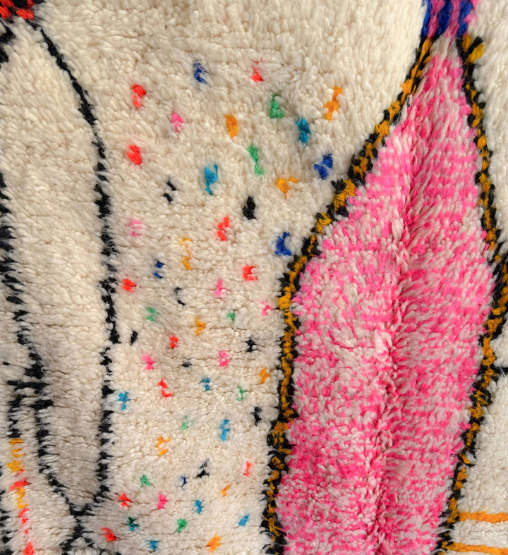 Authentic Custom Azilal Rug | Vibrant Pink Abstract &amp; Tribal