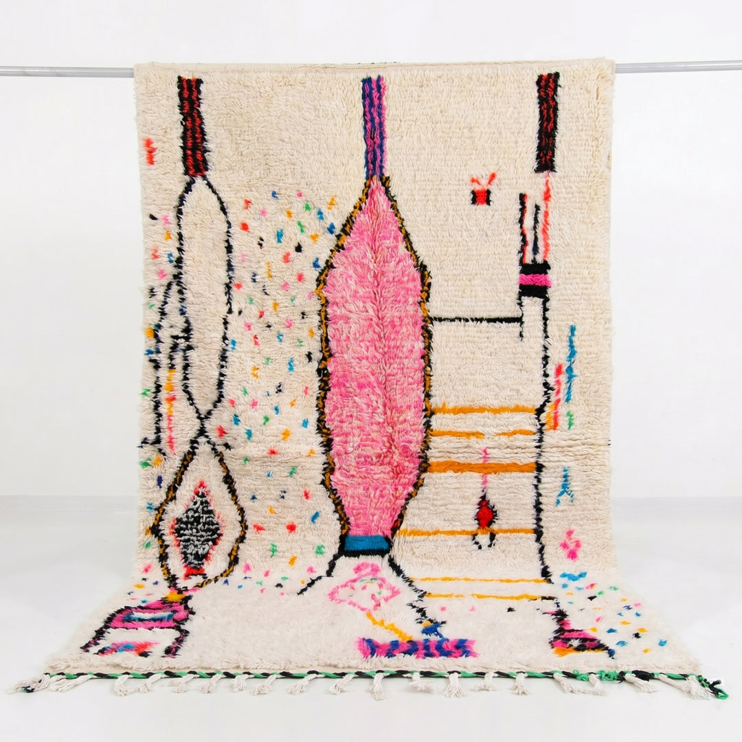 Authentic Custom Azilal Rug | Vibrant Pink Abstract &amp; Tribal