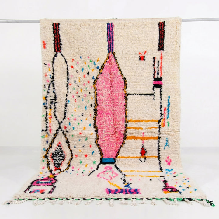 Authentic Custom Azilal Rug | Vibrant Pink Abstract &amp; Tribal