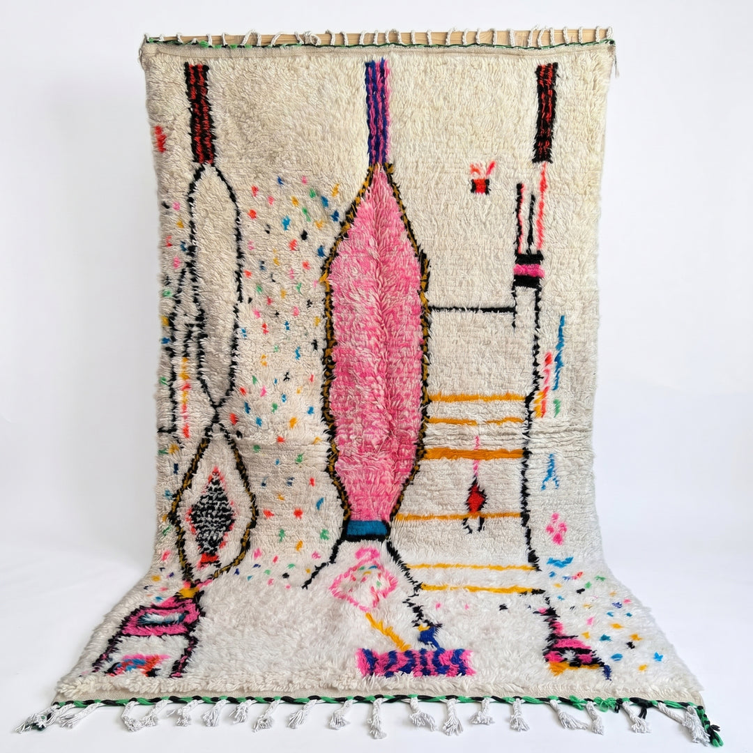 Authentic Custom Azilal Rug | Vibrant Pink Abstract &amp; Tribal