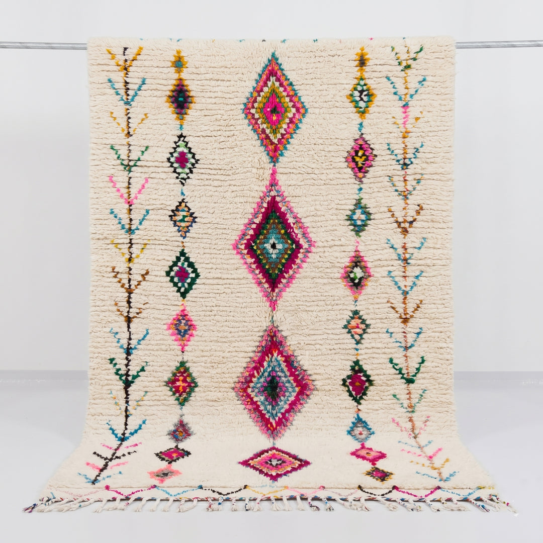Custom Authentic Azilal Rug – Vibrant Pixelated Lozenge Centerpiece