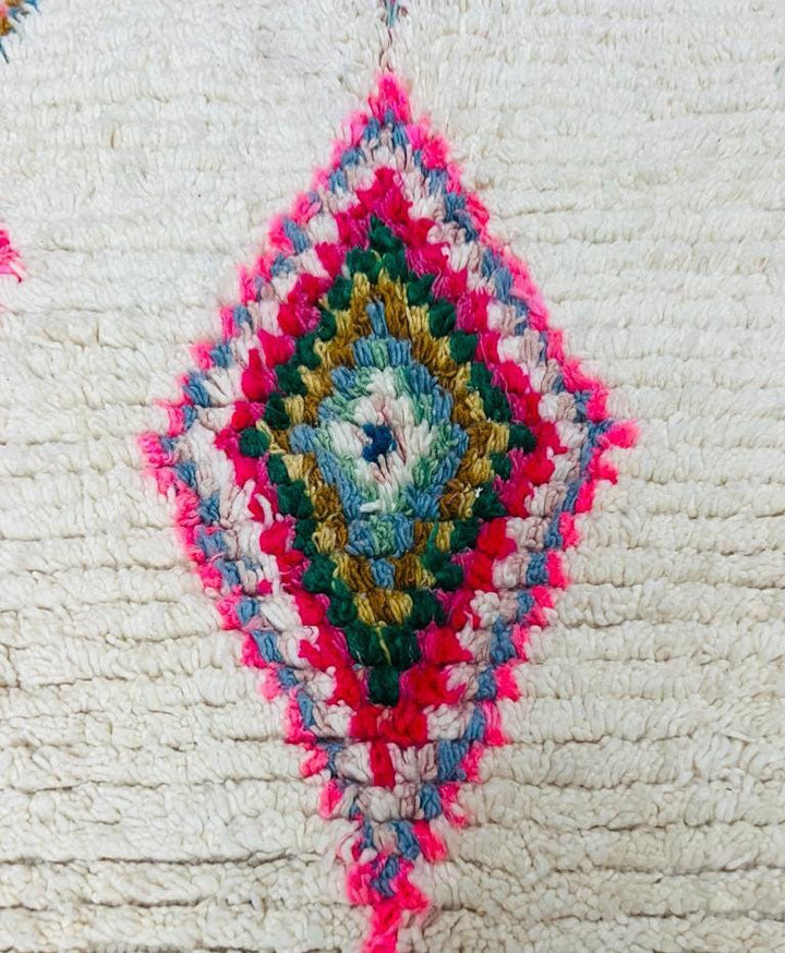 Custom Authentic Azilal Rug – Vibrant Pixelated Lozenge Centerpiece