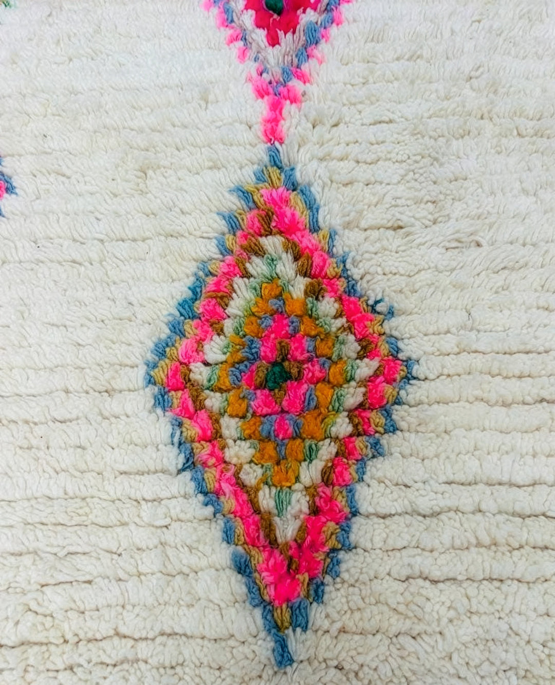 Custom Authentic Azilal Rug – Vibrant Pixelated Lozenge Centerpiece