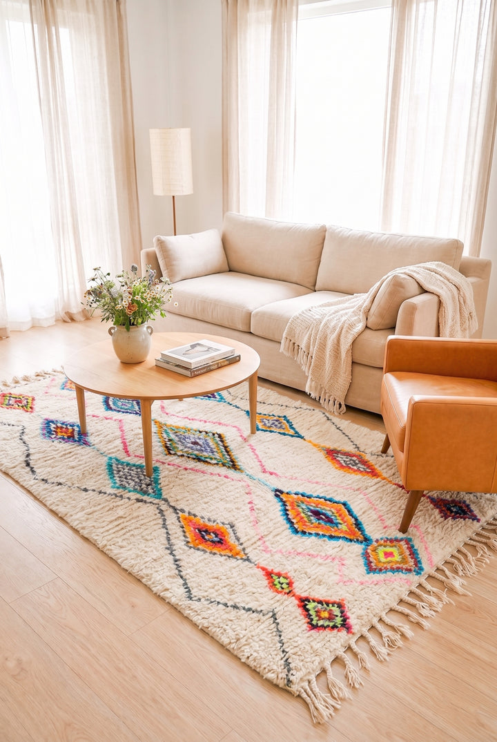 Tapis Azilal Authentique et Personnalisé – Mosaïque Tribale Vibrante