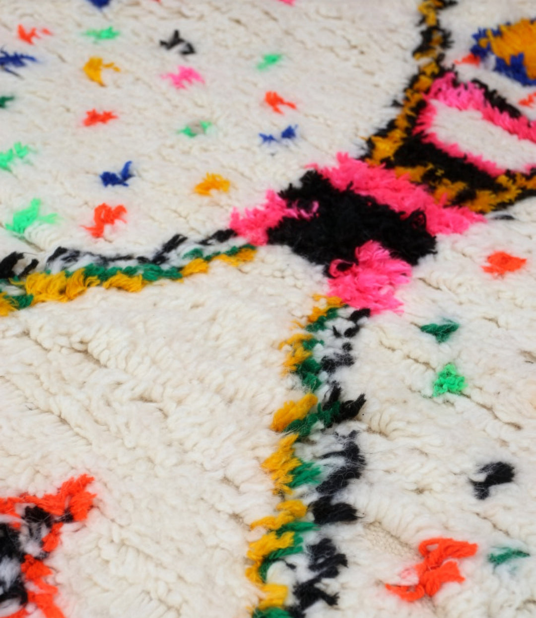 Custom Authentic Azilal Rug - Abstract Geometric &amp; Pink Diamond Confetti Motif