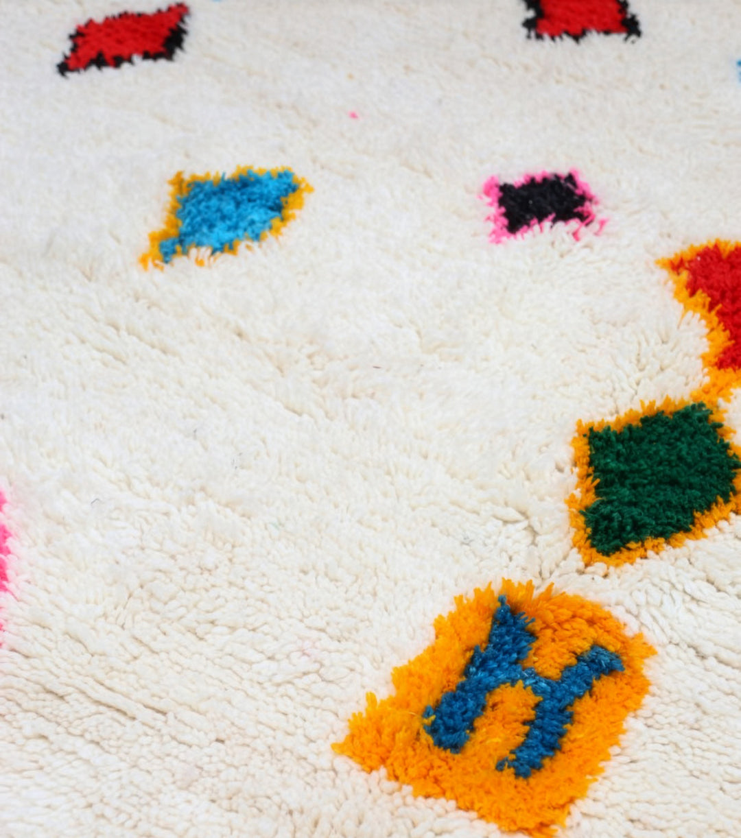 Custom Authentic Azilal Rug - Scattered Geometric &amp; Yellow Border Motif