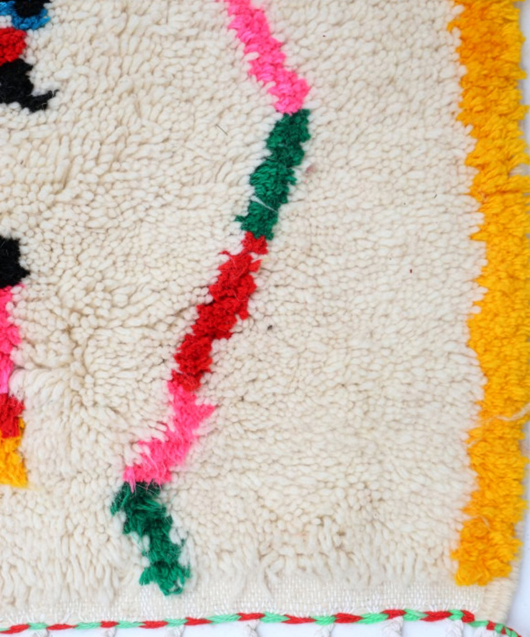 Custom Authentic Azilal Rug - Scattered Geometric &amp; Yellow Border Motif
