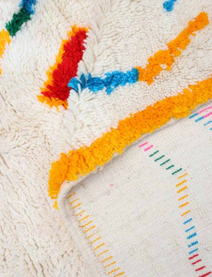 Custom Authentic Azilal Rug - Scattered Geometric &amp; Yellow Border Motif