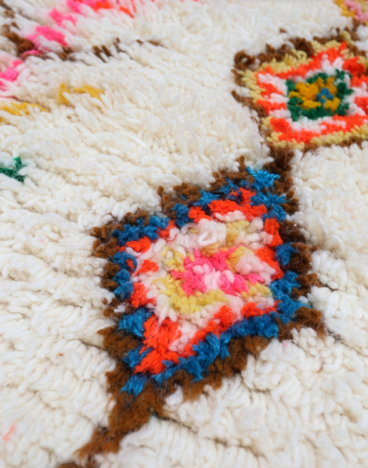 Custom Authentic Azilal Rug - Vibrant Geometric Diamonds &amp; Chevron Motif