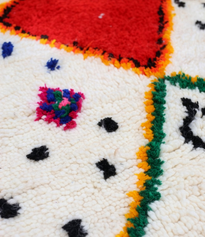Custom Authentic Azilal Rug - Wavy Pink &amp; Checkerboard Border Motif