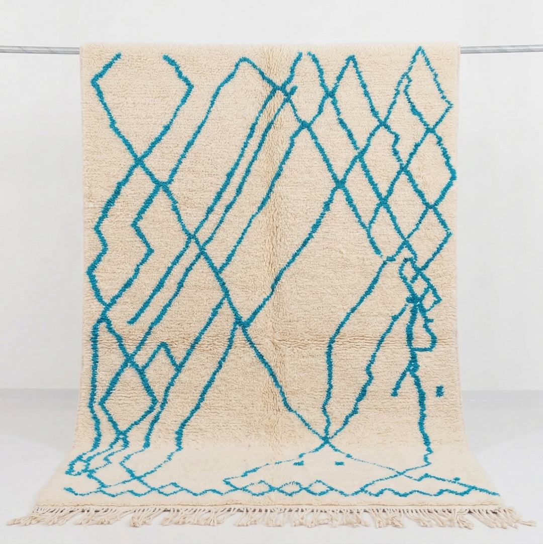 Authentic Custom Beni Ourain Rug |  Vibrant Teal Geometric