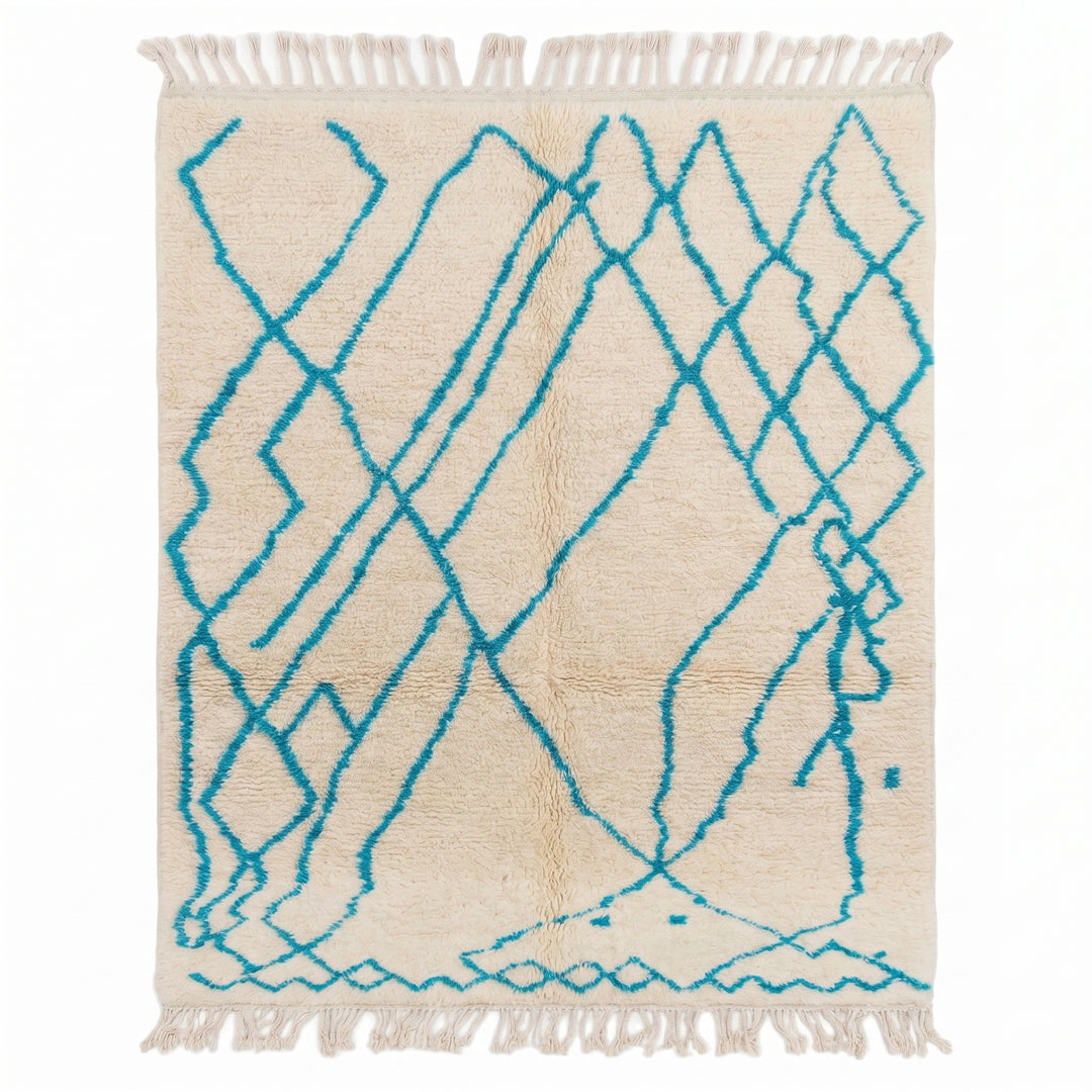 Custom Authentic Beni Ourain Rug – Vibrant Teal Geometric
