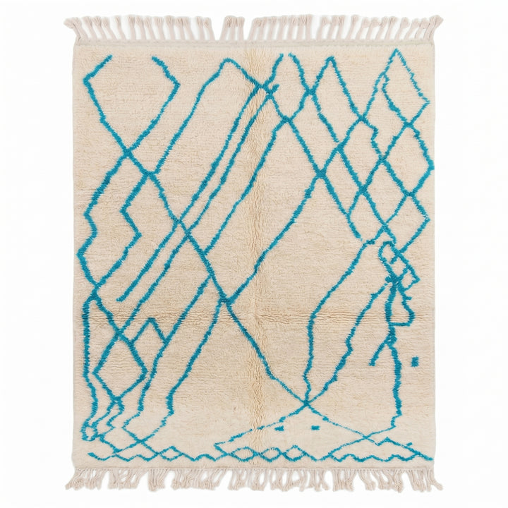 Authentic Custom Beni Ourain Rug |  Vibrant Teal Geometric