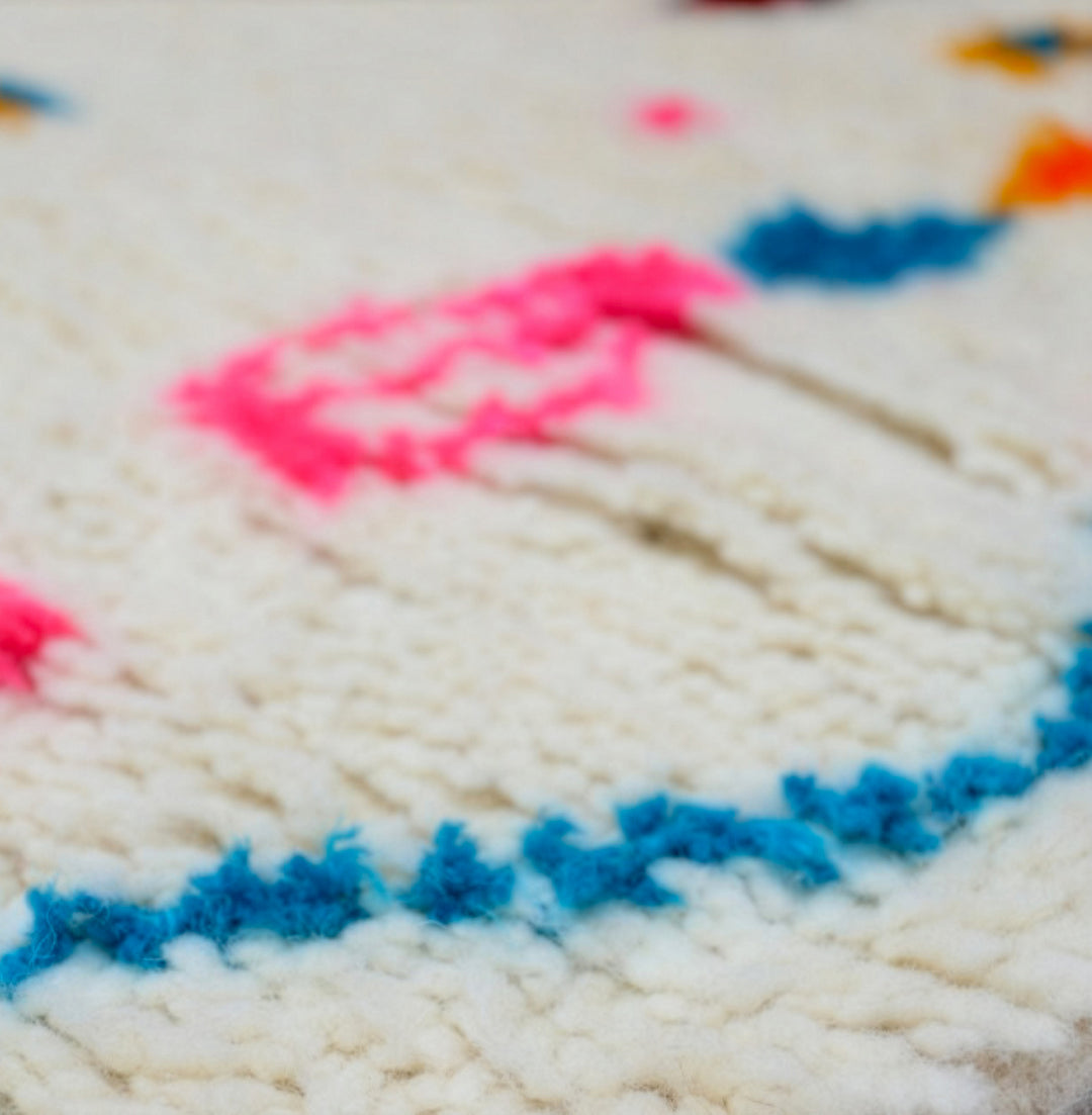 Custom Authentic Berber Azilal Rug - Vibrant Zigzag &amp; Diamond Motif