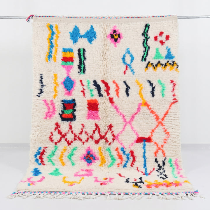 Custom Authentic Moroccan Azilal Rug – Vibrant Neon Geometric Shag