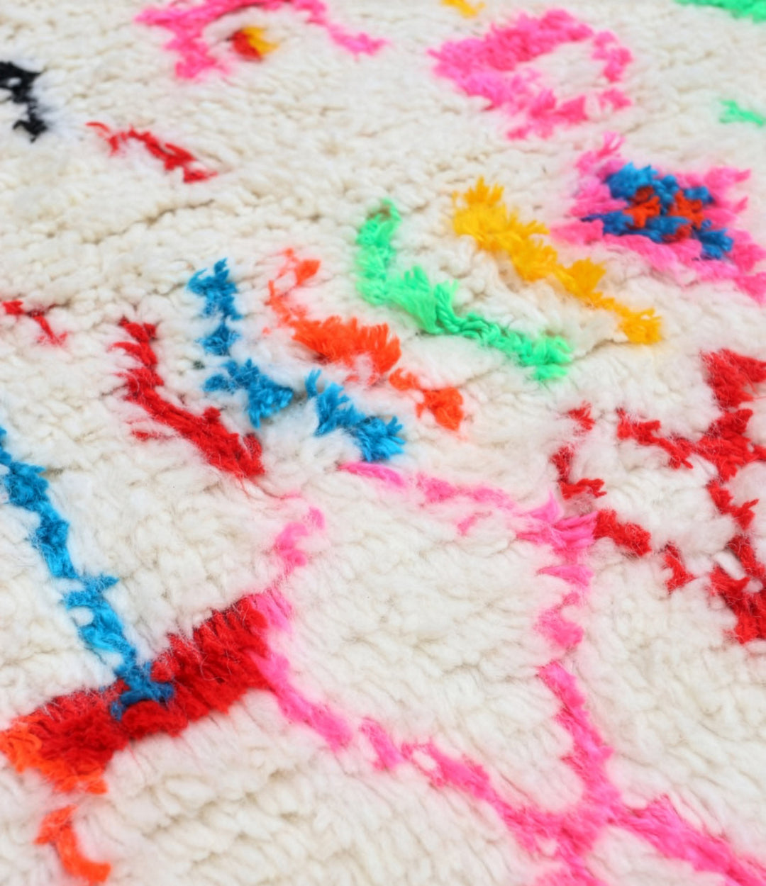 Custom Authentic Moroccan Azilal Rug – Vibrant Neon Geometric Shag