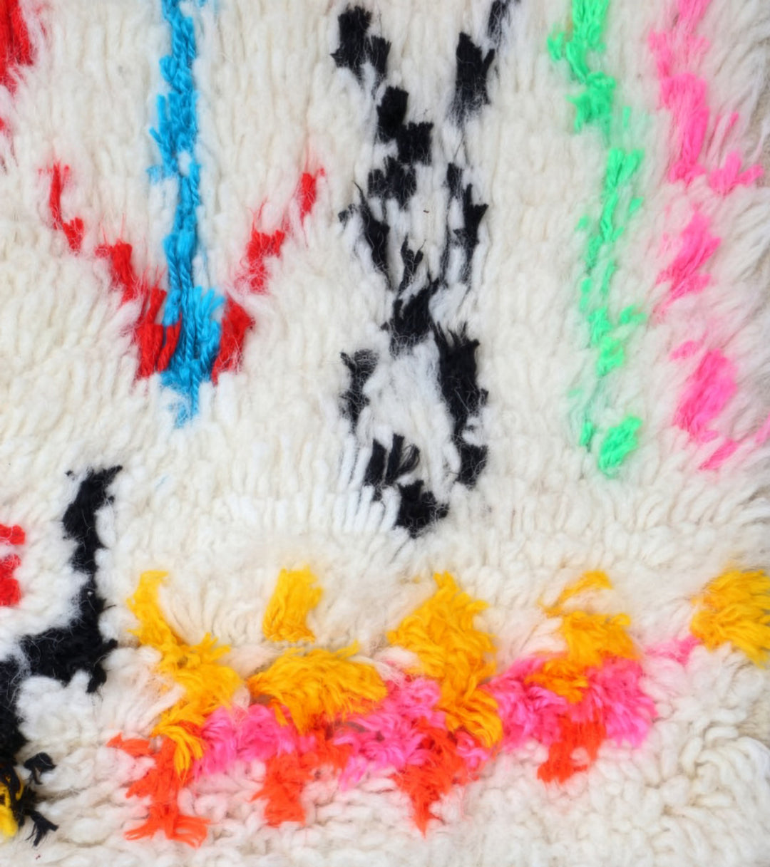 Custom Authentic Moroccan Azilal Rug – Vibrant Neon Geometric Shag