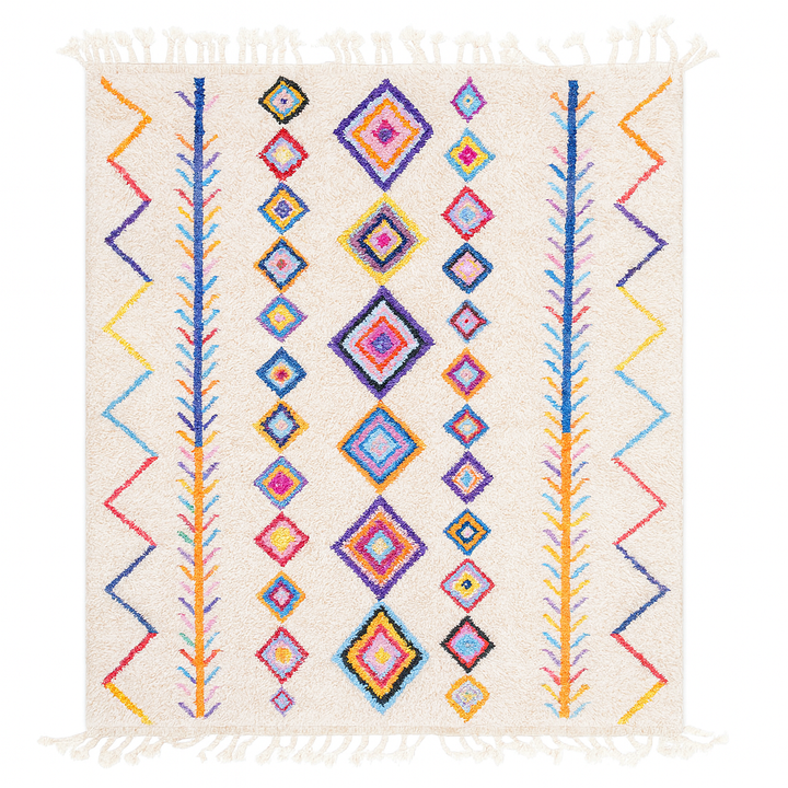 Authentic Custom Beni Ourain Rug Azilal Rug – Colorful Diamond