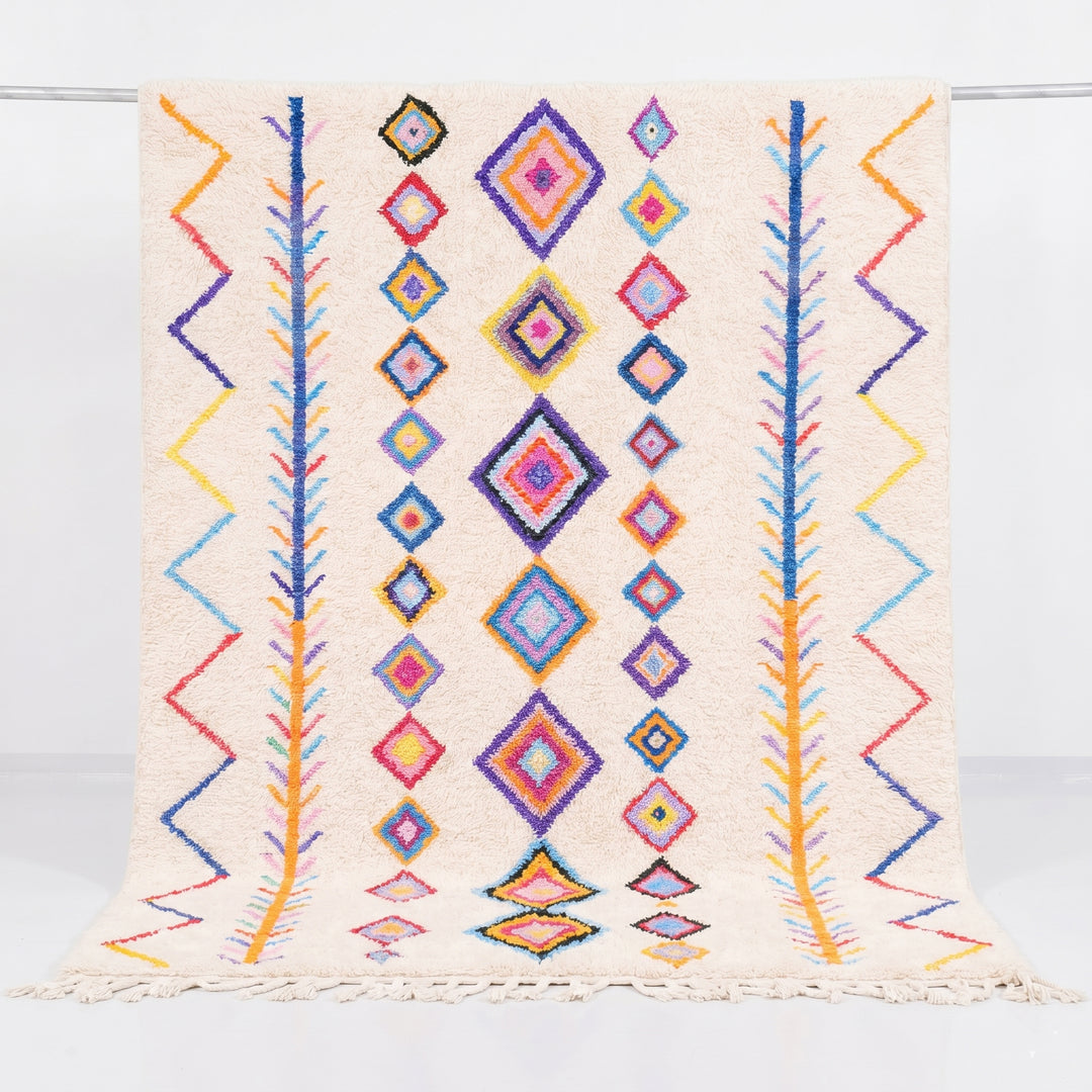 Authentic Custom Beni Ourain Rug Azilal Rug – Colorful Diamond