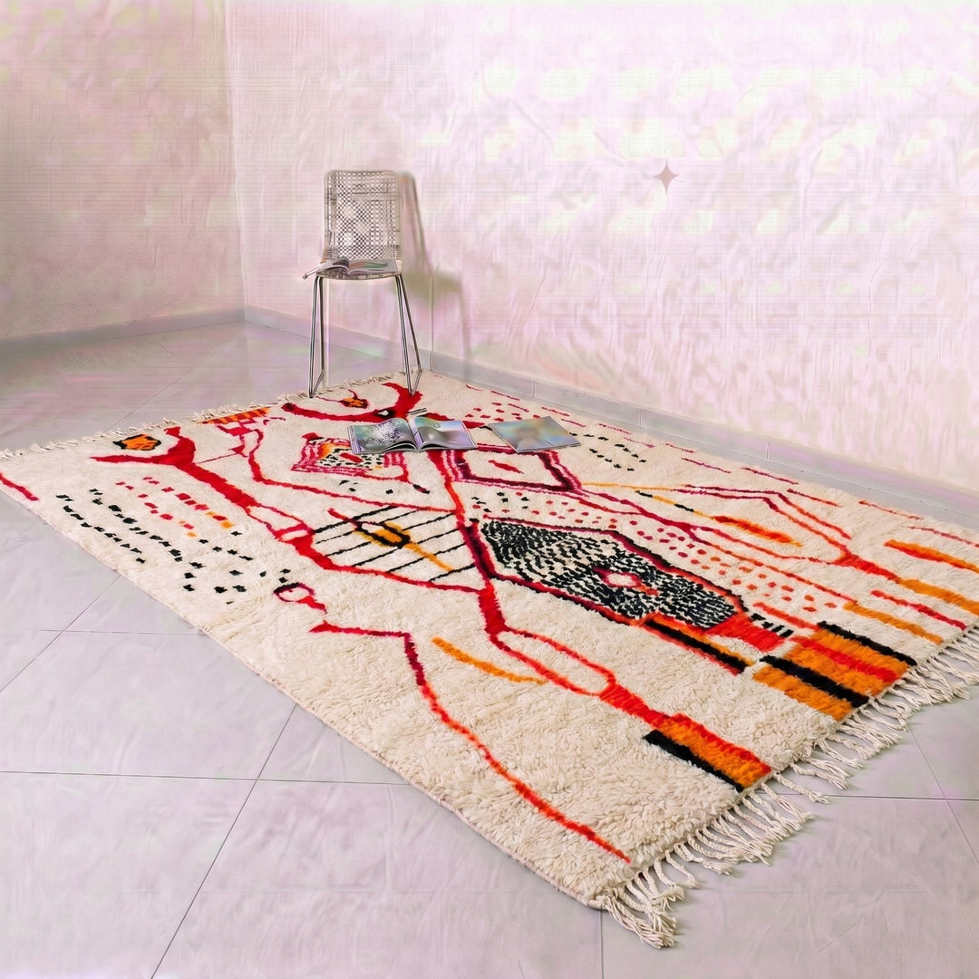 Authentic Custom Azilal Rug  | Vibrant Expressive Tribal