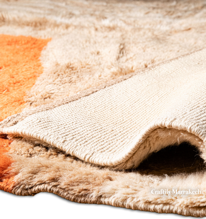 Custom Beni Mrirt Rug – Abstract Contour &amp; Colorblock in Beige &amp; Orange