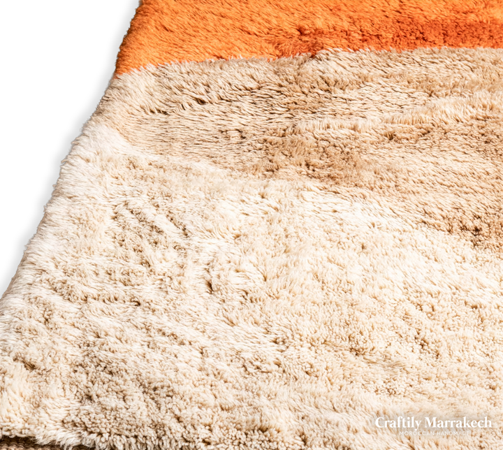 Custom Beni Mrirt Rug – Abstract Contour &amp; Colorblock in Beige &amp; Orange